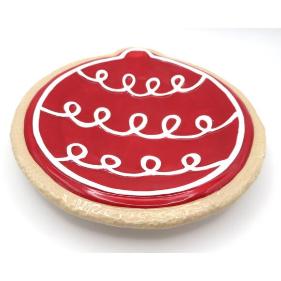 Fitz & Floyd Santa’s Kitchen Ornament Small Ceramic Platter Red Cookie Plate - Picture 3 of 10